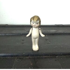 Antique‎ Japan Bisque Boy Doll 3" Blonde Hair Jointed Arms Kewpie Flapper Style